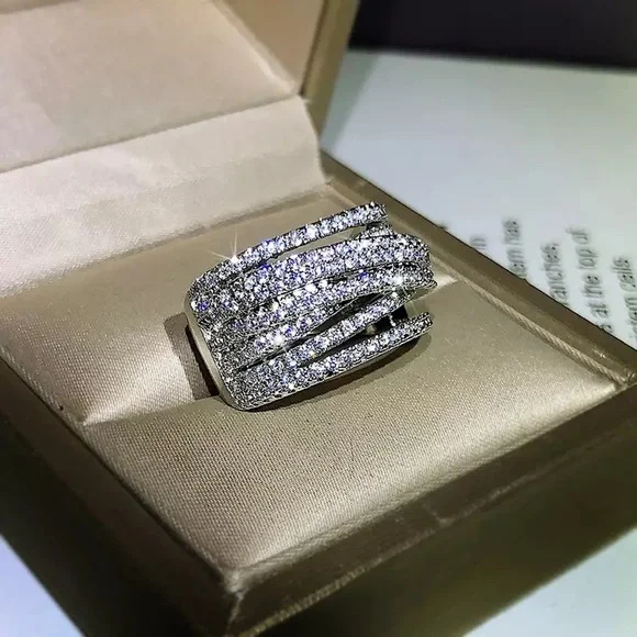 New 925 Sterling Silver Interweave Zirconia Ring - Picture 4 of 5